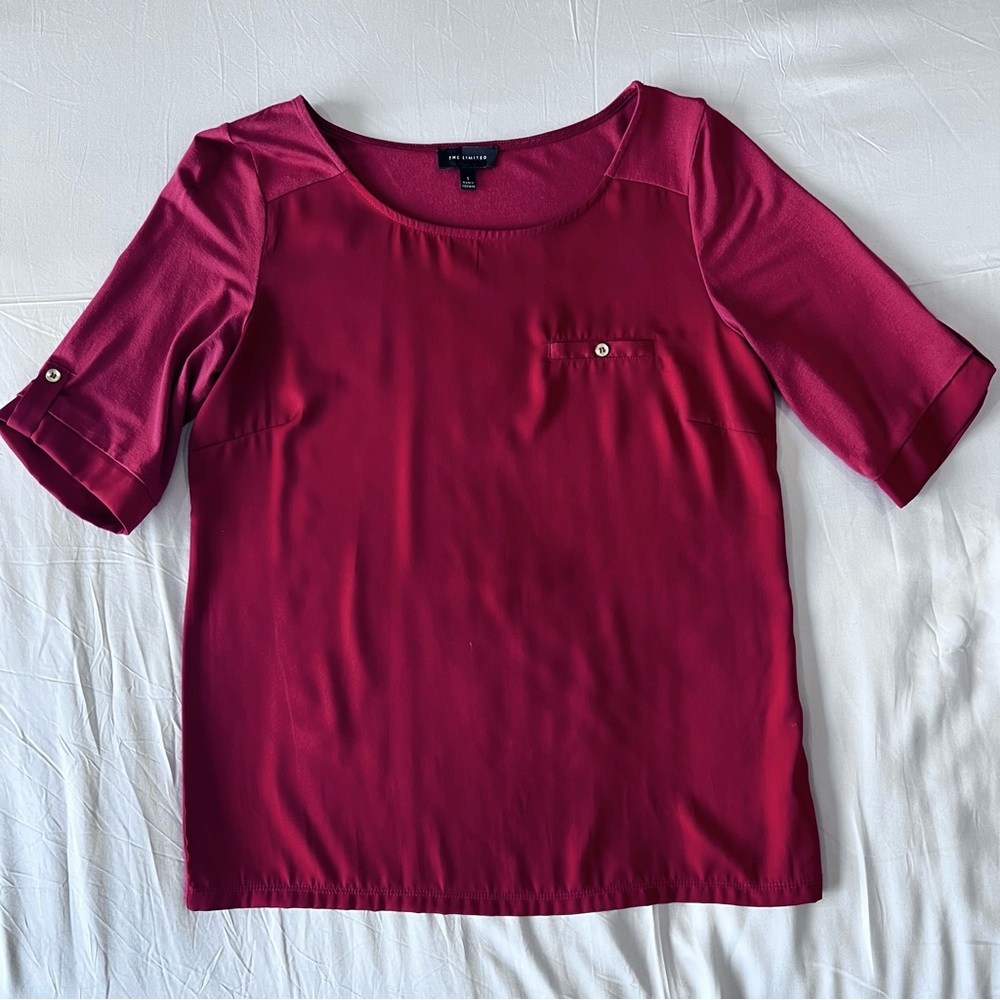 The Limited Orange Blouse with Gold Button Detail